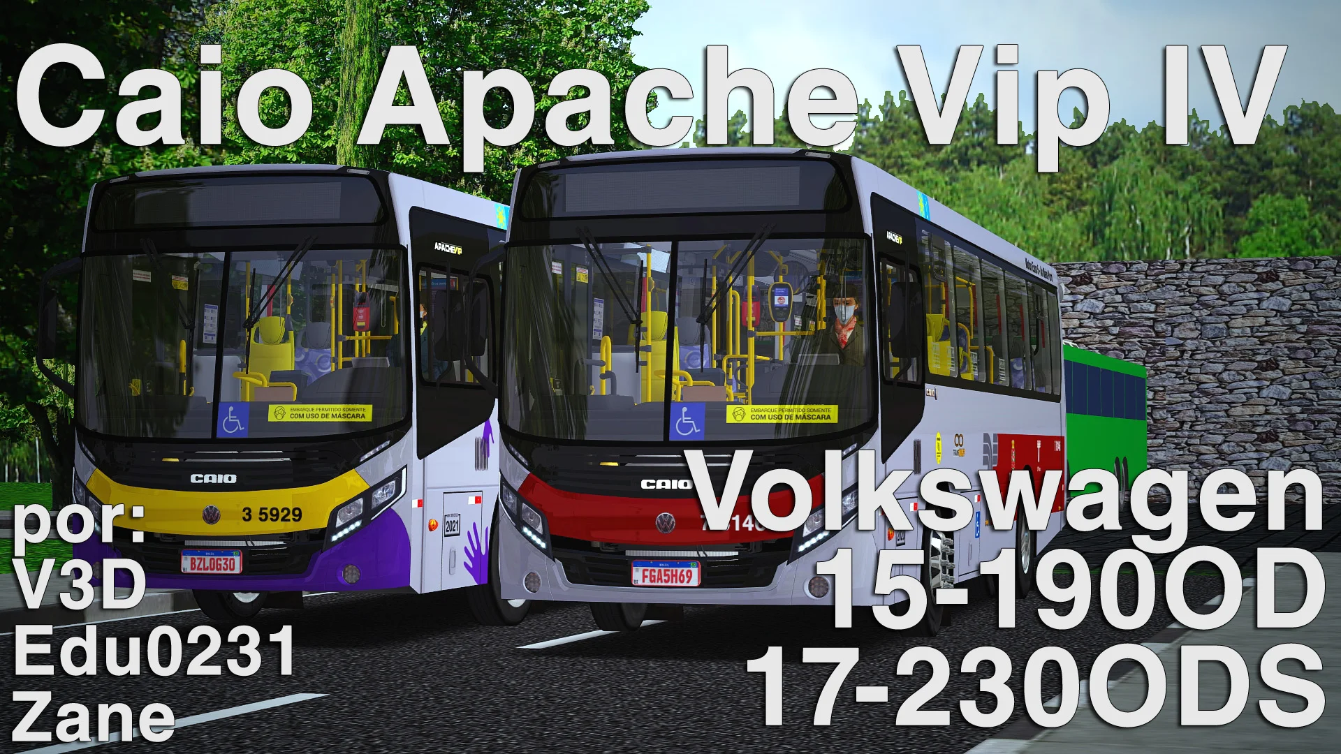 Caio Apache Vip IV – VW 15-190OD e 17-230ODS – Padrão SPTrans Midi por V3D e Zane